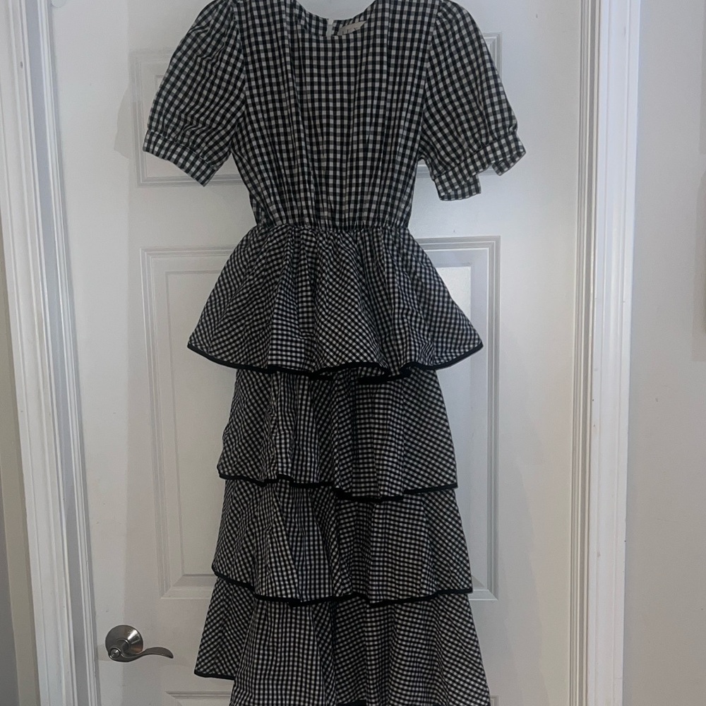 Luxe Black and White Checkered Midi Dress